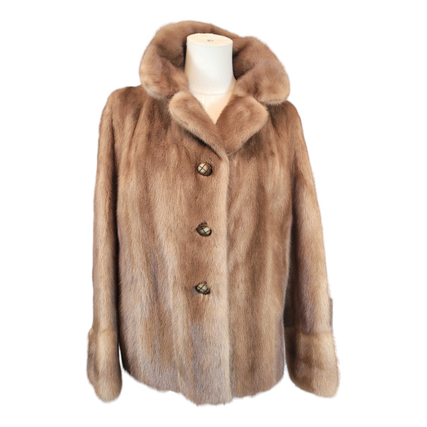 Softon Marks of Sulihill Mink Fur Jacket in Dark Honey Blonde, Size 10/12