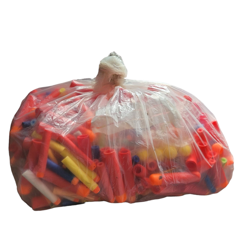 Large Collection Bag of Assorted Nerf Ammunition Bullets And Mask Mixed Sizes Used