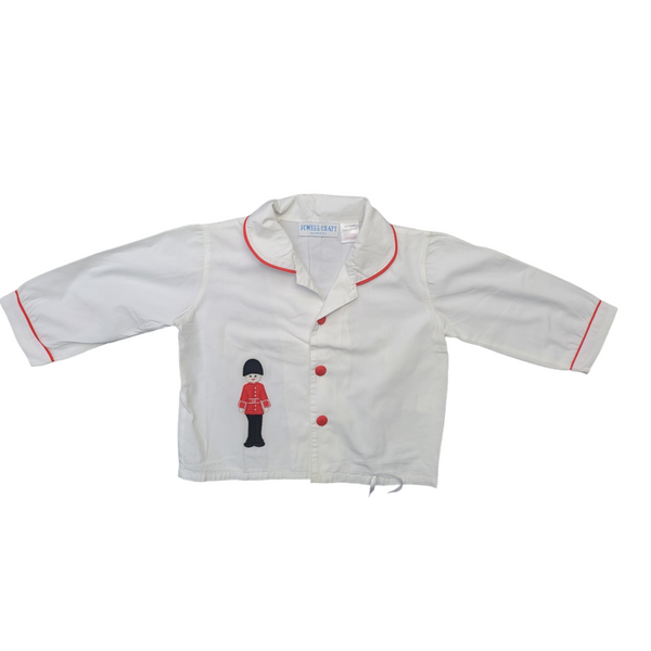 Powell Craft Children's (2-3 Years) White Cotton Pajamas with Soldier Embroiery