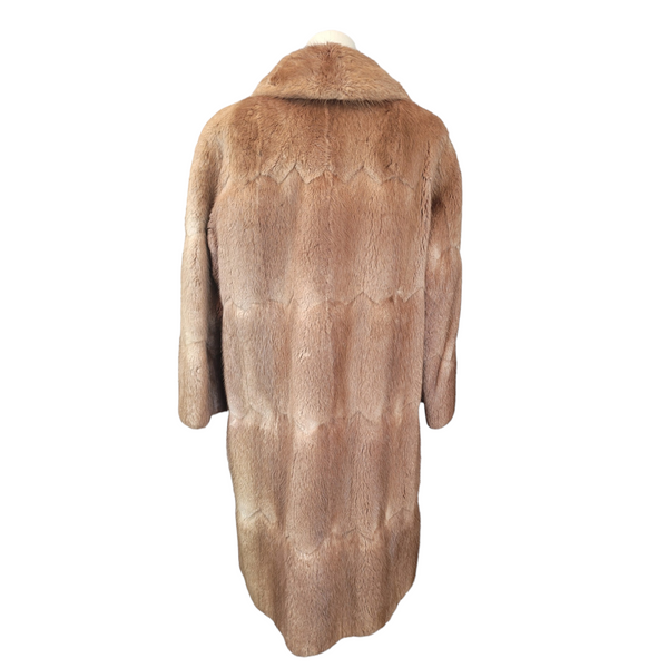 Stunning Mink Muskrat Real Fur Coat Shaved Caramel Size 38