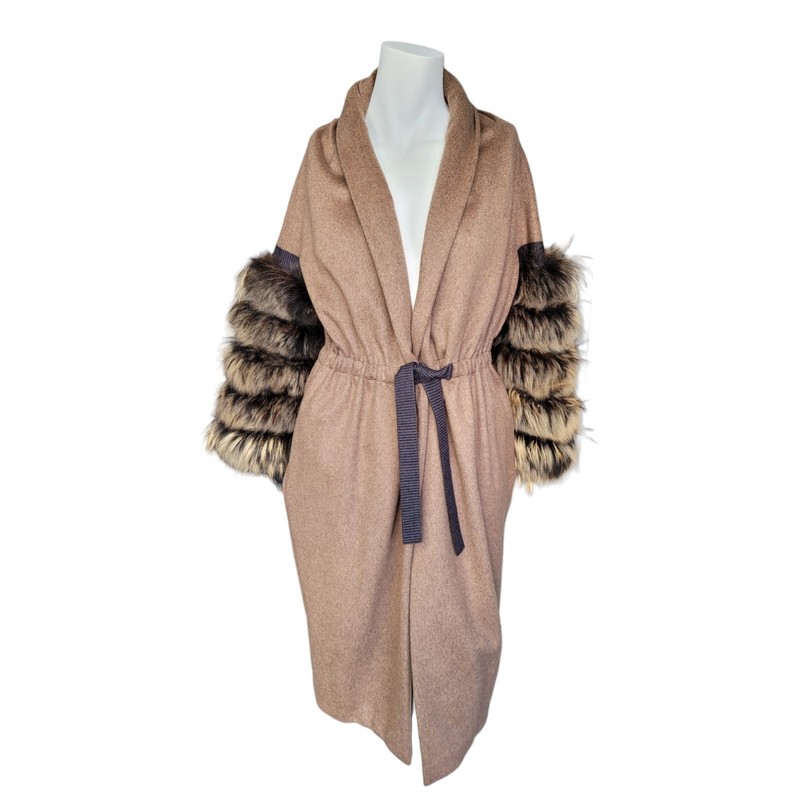 Max Mara Atelier Stunning Cardigan Coat with Cinched Waist in Camel-Size 38