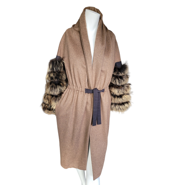 Max Mara Atelier Stunning Cardigan Coat with Cinched Waist in Camel-Size 38