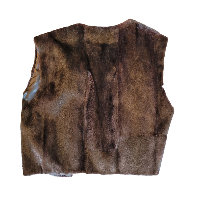 Bespoke Dark Mahogany Mink Fur Gilet  Jacket Cape - Medium/Large