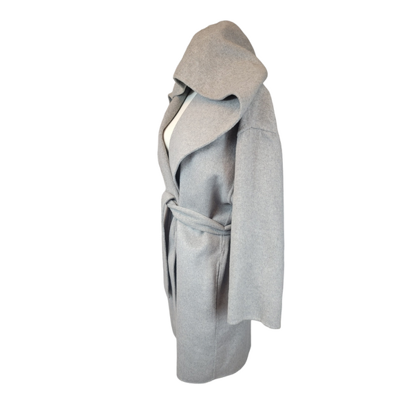 Zara Woman's Medium Grey Double Faced Hooded Wrap Coat