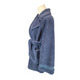 Unsigned Woman's S/M Blue Faux Shearling Belted Jacket with Large External Pockets