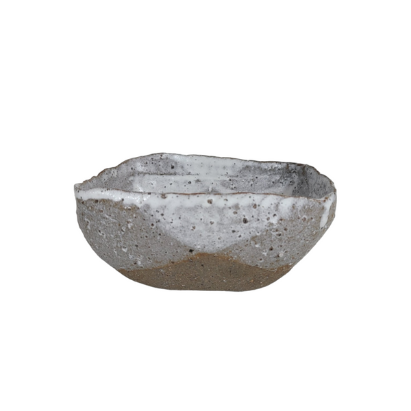 Handmade Small Natural/White Glazed Concrete Square Bowl