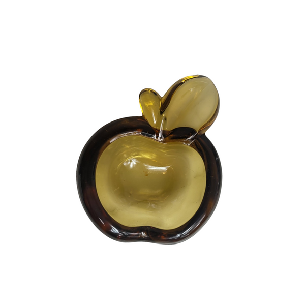 Vintage Small Brown Apple Crystal Ashtray