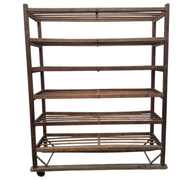 Wooden vintage Shelves Planter Display on Castors