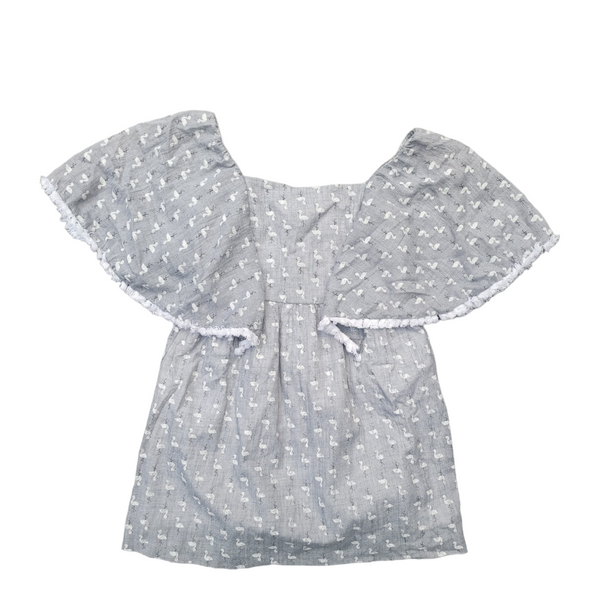 La Coqueta Girls (8 Years) Grey Cotton Lovely Summer Dress with Printed Birds