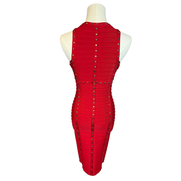 Herve Leger Stunning Red Dress with Multi Directional Zipper, Size XS