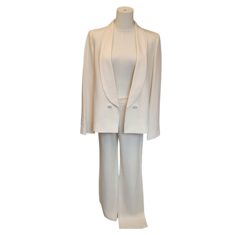 Chloe Woman's (34/36) Cream Ivory Milk Silk Blazer Trousers 2 Piece Suit - Never Worn