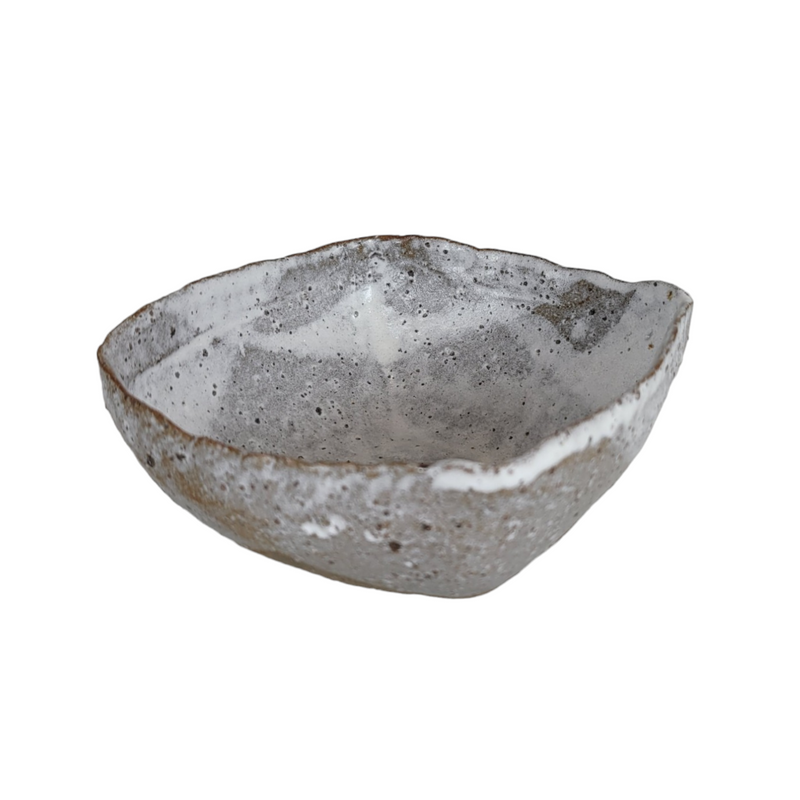 Handmade Small Natural/White Glazed Concrete Square Bowl