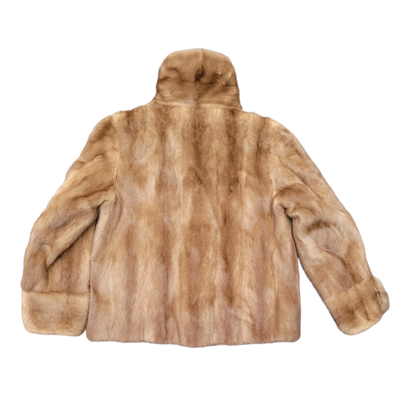 Softon Marks of Sulihill Mink Fur Jacket in Dark Honey Blonde, Size 10/12