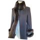 Flavio Castellani Black Single Breasted Coat with Fox Fur Finish, Size 42