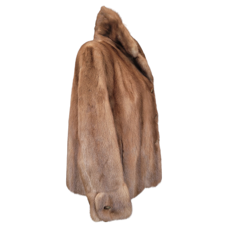 Softon Marks of Sulihill Mink Fur Jacket in Dark Honey Blonde, Size 10/12