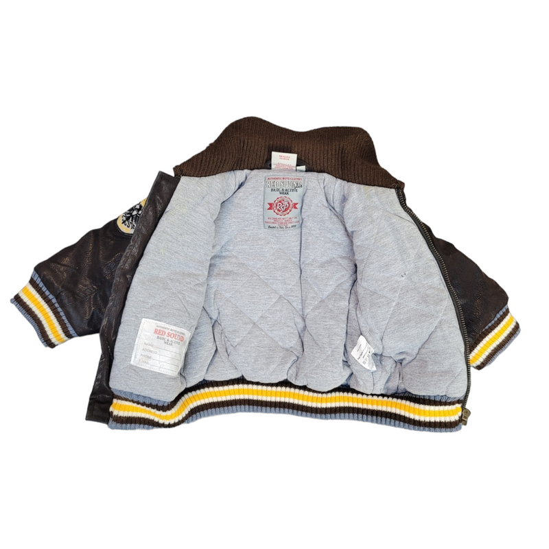 Red Sound Original Luxury Italian Children's Wear Kid's Brown Bomber Jacket - Size 9 Months