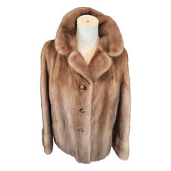 Softon Marks of Sulihill Mink Fur Jacket in Dark Honey Blonde, Size 10/12