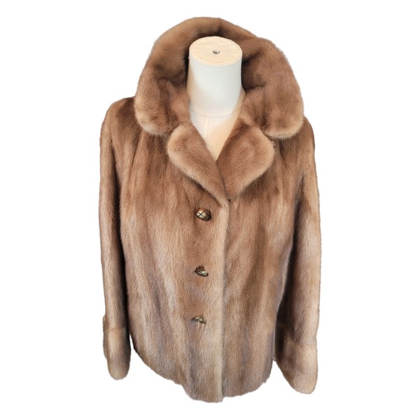 Softon Marks of Sulihill Mink Fur Jacket in Dark Honey Blonde, Size 10/12