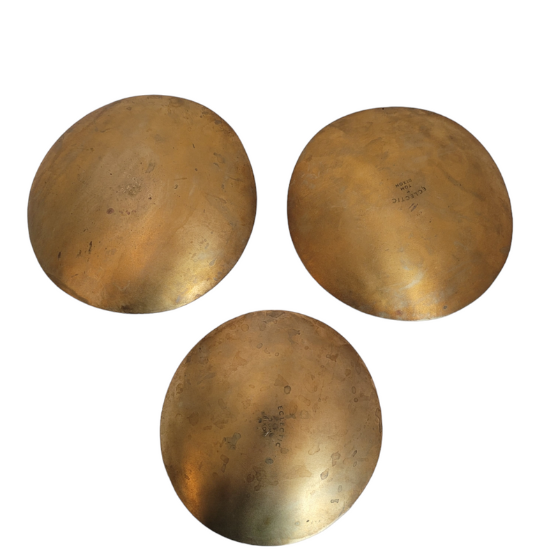 Tom Dixon design - brass form bowl set (3x) 'Electric' tarnished gold finish