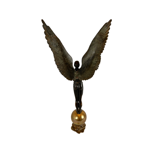 Rare and Stunning Bronze Winged Man Sculpture H85cm, Wing Span 37cm, Base 14cm