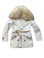 Luxurious Gucci Cashmere Wool Jacket with Detachable Real Fox Fur Collar Size 38