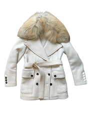 Luxurious Gucci Cashmere Wool Jacket with Detachable Real Fox Fur Collar Size 38