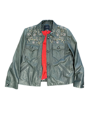 *SALE* Stunning Isabel Marant Leather Shirt Jacket Studded with Crystals in Size 38
