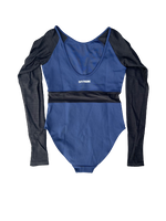 Ivy Park Blue Black Mesh Detail Thumb Loop Top Ladies Size Small