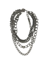Multi Chain Silver Layered Necklace Stylish Elegant Fashion Accessory