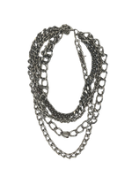 Multi Chain Silver Layered Necklace Stylish Elegant Fashion Accessory