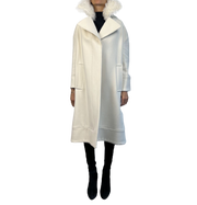 Ports Cream Shearling Collar Wool Coat Size 38 Gently Used and in Perfect Condition