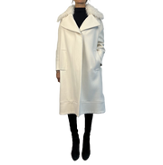 Ports Cream Shearling Collar Wool Coat Size 38 Gently Used and in Perfect Condition