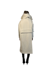 Ports Cream Shearling Collar Wool Coat Size 38 Gently Used and in Perfect Condition