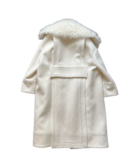 Ports Cream Shearling Collar Wool Coat Size 38 Gently Used and in Perfect Condition