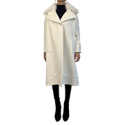 Ports Cream Shearling Collar Wool Coat Size 38 Gently Used and in Perfect Condition