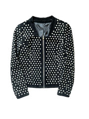 Vintage Black Suede Jacket with Unique Silver Disk Details Small