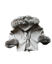 Luxury Brown Cashmere Jacket Cape with Real Fox Fur Trim Perfect for Any Occasion S/M/LL