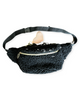 Boucle Fabric Bum Bag in Black Leather with Pink Heart Key Chain