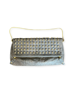 Thomas Wylde Skull Clutch Bag Stunning Grey Leather with Chain Strap