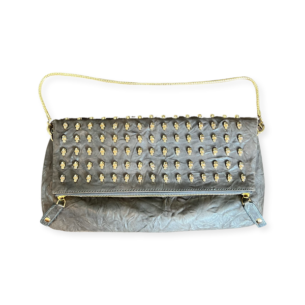 Thomas Wylde Skull Clutch Bag Stunning Grey Leather with Chain Strap –  FADVault