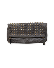 Thomas Wylde Skull Clutch Bag Stunning Grey Leather with Chain Strap