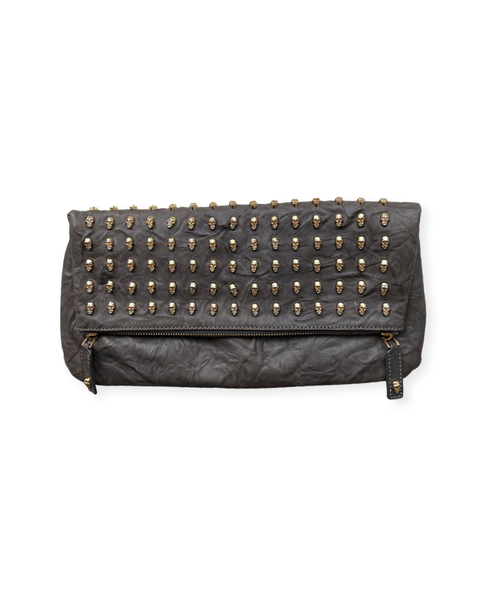 Thomas Wylde Skull Clutch Bag Stunning Grey Leather with Chain Strap –  FADVault