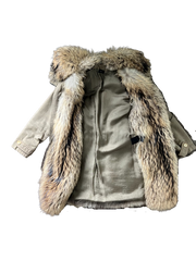 Elegant Joseph Fox Parker Oversized Coat with Fox Shawl Collar Perfect Condition 36