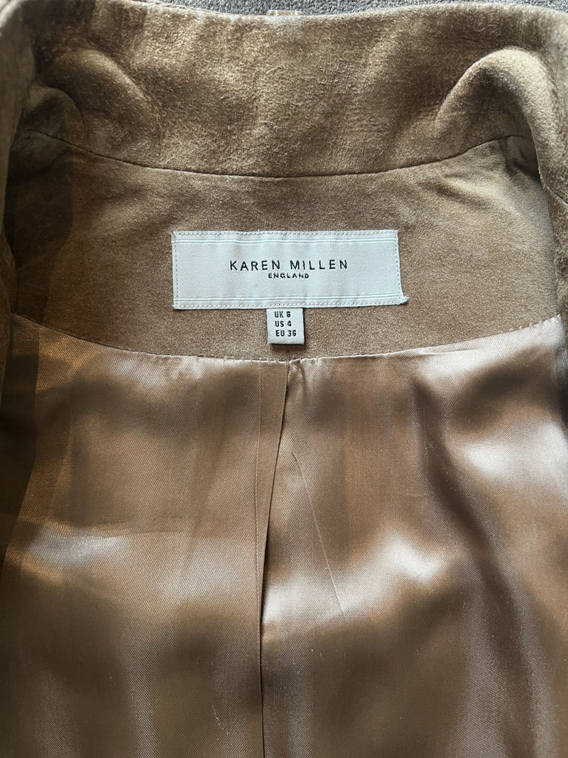 SALE Stunning Karen Millen TanSuede Biker Jacket with Tassel