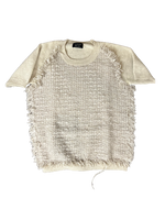 Lanvin Short Sleeve Woven Jumper Premium Soft Feel Cream Size 38