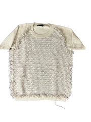 Lanvin Short Sleeve Woven Jumper Premium Soft Feel Cream Size 38