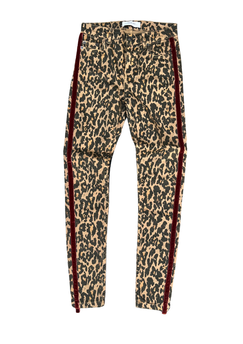 Zara Woman's Premium Leopard Print Jeans Tuxedo Stripe 34 Perfect Addition to Your Fashion Wardrobe