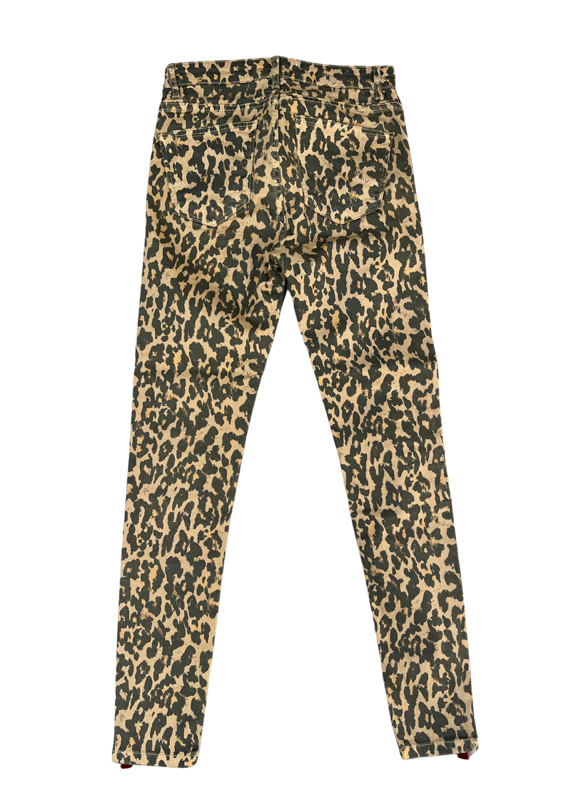 Zara Woman's Premium Leopard Print Jeans Tuxedo Stripe 34 Perfect Addition to Your Fashion Wardrobe