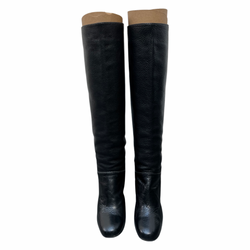 Chloe Soft Leather Knee High Boots Stylish and Flattering with White Stitch Detail Size 38