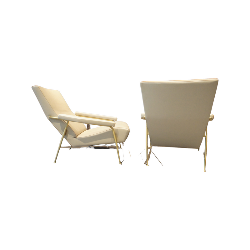 Molteni & C D.153.1 Gio Ponti Paper White and Leather Brass Structure Sold Separately